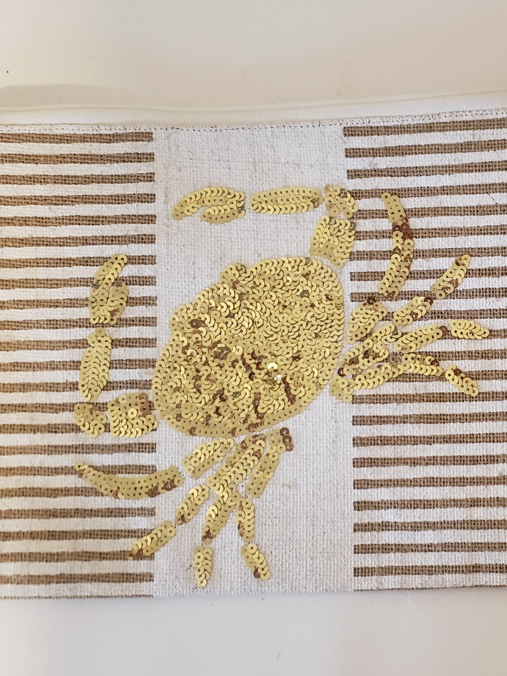Gold Sequin Crab Stripe Clutch